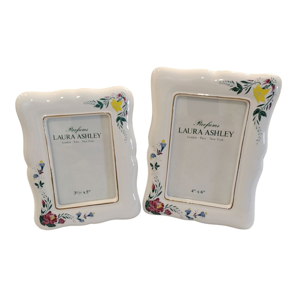 Vintage Laura Ashley Set Of 2 Floral Cottage Core Photo Frames (3.5x5 and 4x6)